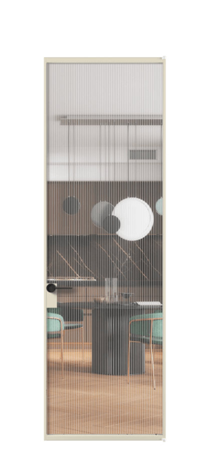 Алюминиевая дверь АЛПЛ040.01 Алюминий бежево-серый Рифлёное стекло "Мору", триплекс Цена 120520  | Volhovec