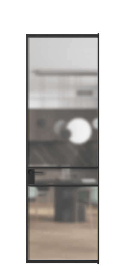 Алюминиевая дверь АЛПЛ040.02 Алюминий Черный Сатинированное стекло "Matelux Crystal Vision", калёное, матовое, каленое 6 мм Цена 146970  | Volhovec