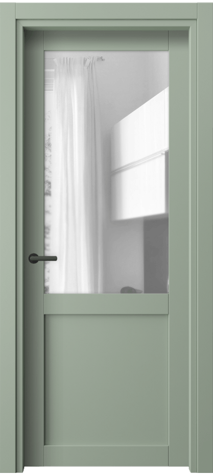 Межкомнатная дверь Нео 2122 ПЭТ светло-оливковый Прозрачное стекло, триплекс Цена 25749 ₽ | Volhovec