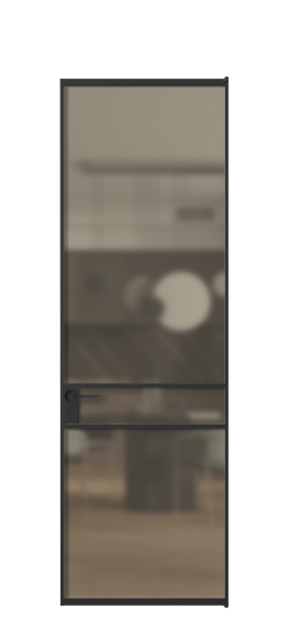 Алюминиевая дверь АЛПЛ040.02 Алюминий Черный Сатинированное бронзовое стекло, триплекс Цена 120130  | Volhovec