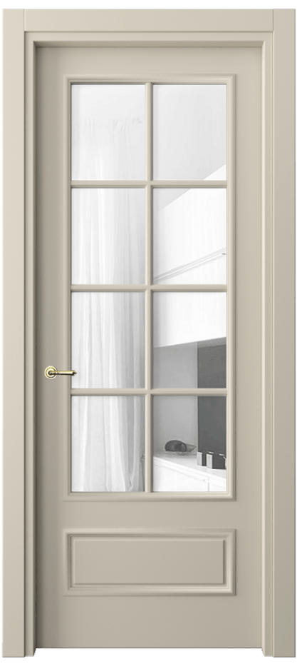Межкомнатная дверь Париж 8112 Матовый бежево-серый Прозрачное стекло Цена 61724 ₽| Volhovec