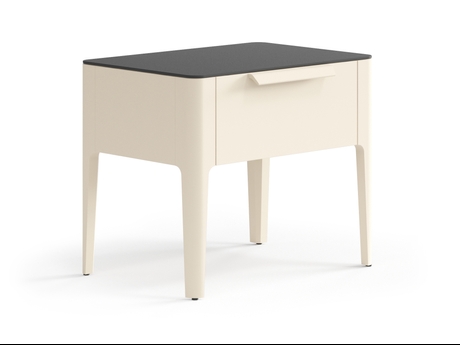 Мебель Тумба прикроватная Piega 1 ящик. Цвет Матовый светло-бежевый. Материал Гладкая эмаль. Коллекция Тумба прикроватная Piega 1 ящик. Картинка.