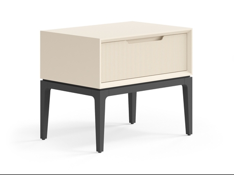 Мебель Тумба прикроватная Velvet 1 ящик. Цвет Матовый светло-бежевый. Материал Гладкая эмаль. Коллекция Тумба прикроватная Velvet 1 ящик. Картинка.