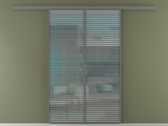 Алюминевая перегородка АЛПР 040.07_АКЛС_САТ ГОЛ_new. Цвет Алюминий классический серый. Материал Алюминий в эмали. Коллекция Перегородка Формато вдоль стены 2 створки. Картинка.