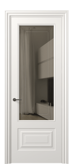 Дверь межкомнатная 8442 МПБЛ БР ГРА. Цвет Матовый пудровый белый. Материал Гладкая эмаль. Коллекция Маскот. Картинка.